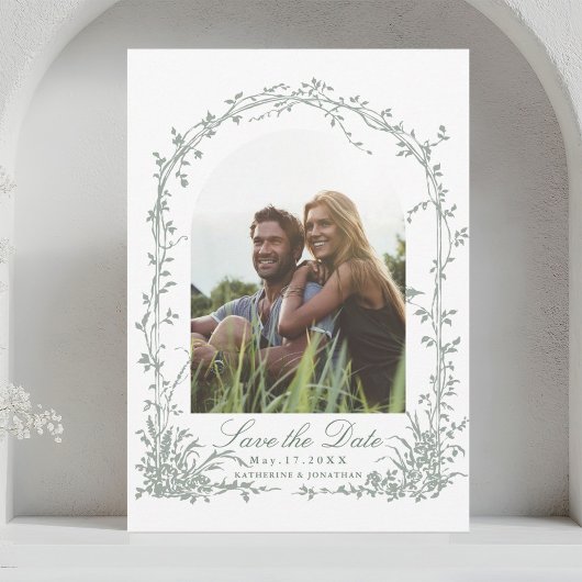 Romantic Floral Arch Garden Wedding Photo Save The Date