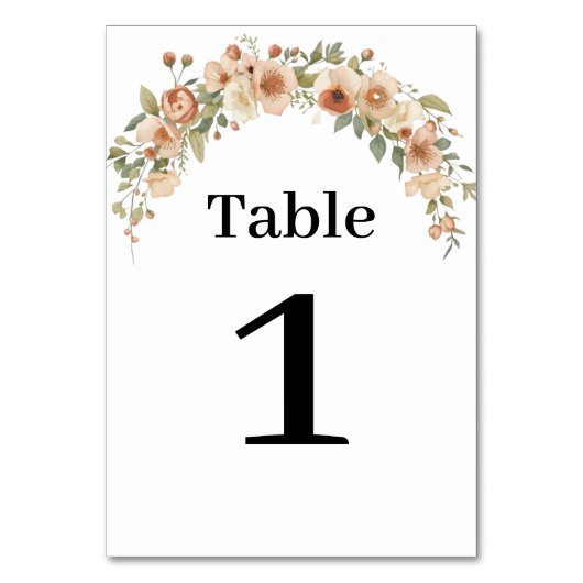 Romantic Floral Arch Table Number Tischnummer (Rückseite)