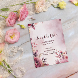 Romantic Floral Botanical Wedding Save the Date Ankündigungspostkarte