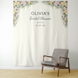 Romantic Floral Bridal Shower Backdrop Wandteppich