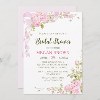 Romantic Floral Bridal Shower Elegant Gadren Style Einladung