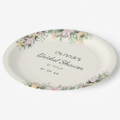 Romantic Floral Bridal Shower Pappteller (Schrägansicht)