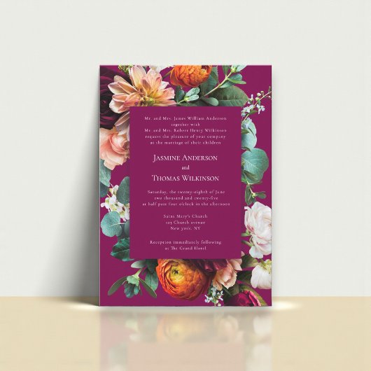 Romantic Floral Cluster Wedding Invitation Einladung