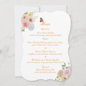 Romantic Floral Die Cut Wedding Menu Card Einladung (Vorderseite)