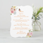 Romantic Floral Die Cut Wedding Menu Card Einladung (Stehend Vorderseite)