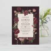 Romantic Floral Elegant Modern QR Code Wedding Einladung (Stehend Vorderseite)