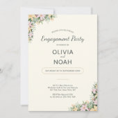 Romantic Floral Engagement Party Invitation Einladung (Vorderseite)