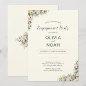 Romantic Floral Engagement Party Invitation Einladung (Vorne/Hinten)