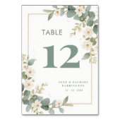 Romantic Floral & Eucalyptus Branches Wedding Tischnummer (Vorderseite)