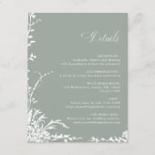 Romantic Floral Garden Wedding Details Sage Green Begleitkarte (Vorderseite)