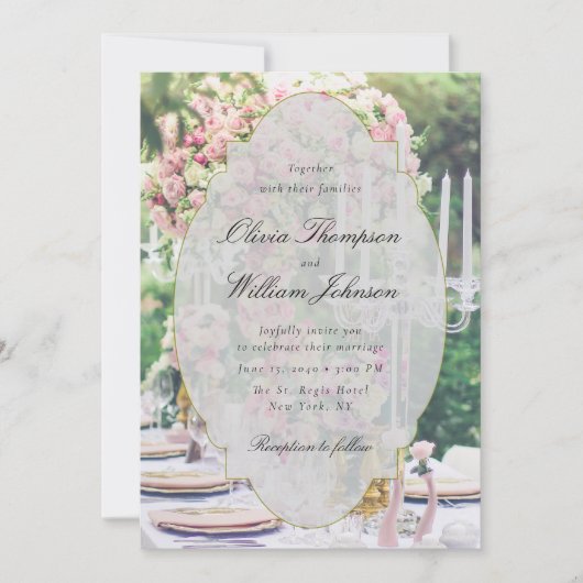 Romantic Floral Garden Wedding Invitation Einladung (Vorderseite)