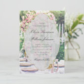 Romantic Floral Garden Wedding Invitation Einladung (Stehend Vorderseite)