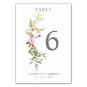 Romantic Floral Garland in Pink for Wedding Tischnummer (Vorderseite)