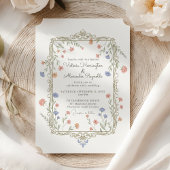 Romantic Floral Gold Frame Wedding Invitation Einladung