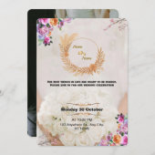 Romantic Floral Gold Wedding Invitation Einladung (Vorne/Hinten)