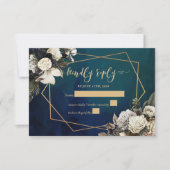 Romantic Floral Gold Wreath Wedding RSVP Karte (Vorderseite)