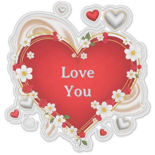 Romantic Floral Heart Aufkleber (Vorderseite)