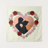 Romantic Floral Heart Custom Photo Wall Tapestry Wandteppich (Vorderseite)