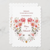 Romantic Floral Heart Poetic Fairytale Wedding Einladung (Vorne/Hinten)