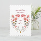 Romantic Floral Heart Poetic Fairytale Wedding Einladung (Stehend Vorderseite)