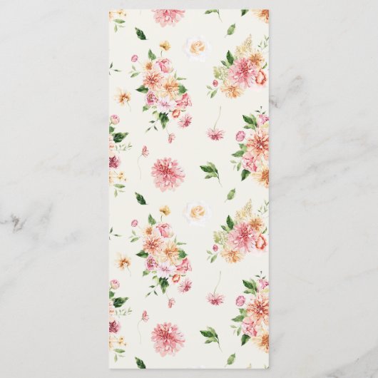 Romantic Floral Heart Wedding Ceremony Program Programm (Rückseite)