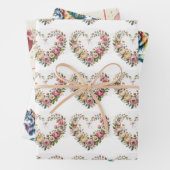 Romantic Floral Hearts, Boho Neon Wolf, Valentine Geschenkpapier Set (Beispiel)