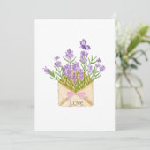 Romantic Floral Illustration with Love Message Einladung (Stehend Vorderseite)