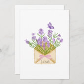 Romantic Floral Illustration with Love Message Einladung (Vorne/Hinten)