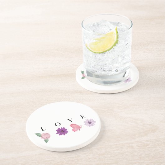 Romantic Floral Love Gift  Getränkeuntersetzer (Seite)