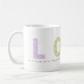 Romantic Floral LOVE Initial Acrostic Design Kaffeetasse (Links)
