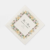 Romantic Floral Mr and Mrs Wedding Serviette (Ecke)