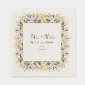 Romantic Floral Mr and Mrs Wedding Serviette (Vorderseite)