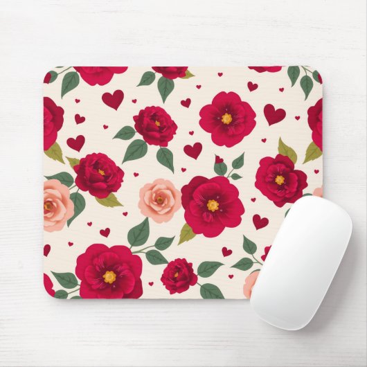 Romantic Floral Pattern Mouse Pad Mousepad (Mit Mouse)
