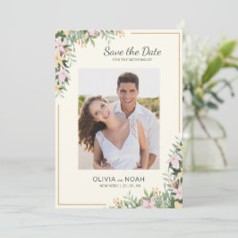 Romantic Floral Photo Save the Date