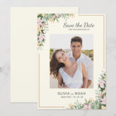 Romantic Floral Photo Save the Date (Vorne/Hinten)
