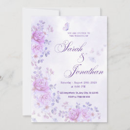 💐Romantic Floral Purple Wedding Invitation Ankündigung