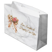 Romantic Floral Ribbon Tote Bag Große Geschenktüte (Rückseite Schrägansicht)