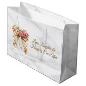 Romantic Floral Ribbon Tote Bag Große Geschenktüte (Vorderseite Schrägansicht)