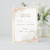 Romantic Floral RSVP Card Dusty Blush Peony Botani (Stehend Vorderseite)