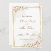 Romantic Floral Save the date Dusty Blush Peo (Vorne/Hinten)