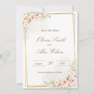 Romantic Floral Save the date Dusty Blush Peo