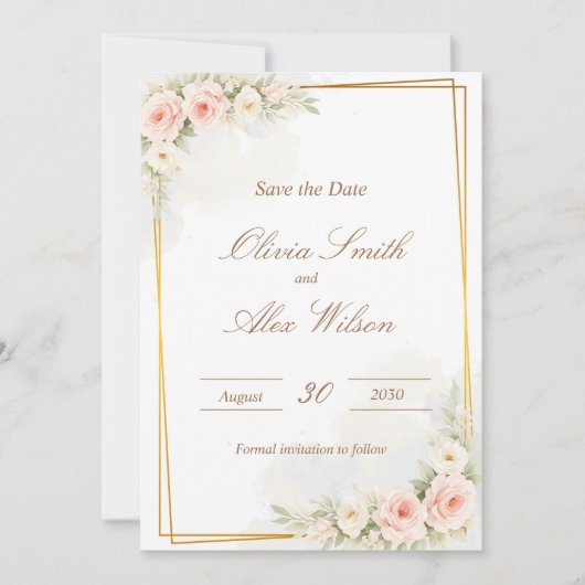 Romantic Floral Save the date Dusty Blush Peo (Vorderseite)