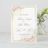 Romantic Floral Save the date Dusty Blush Peo (Stehend Vorderseite)