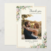 Romantic Floral Thank You Photo Card Save The Date (Vorne/Hinten)