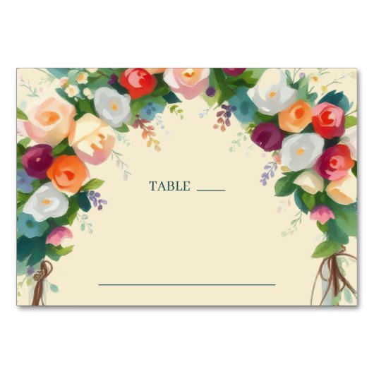 Romantic Floral Watercolor Arch Tischnummer (Vorderseite)