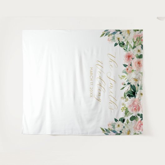 Romantic Floral Wedding Backdrop Wandteppich (Vorderseite (Horizontal))