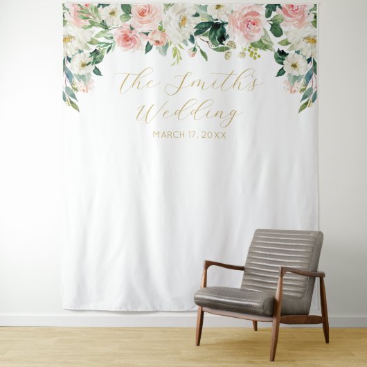 Romantic Floral Wedding Backdrop Wandteppich (Beispiel)