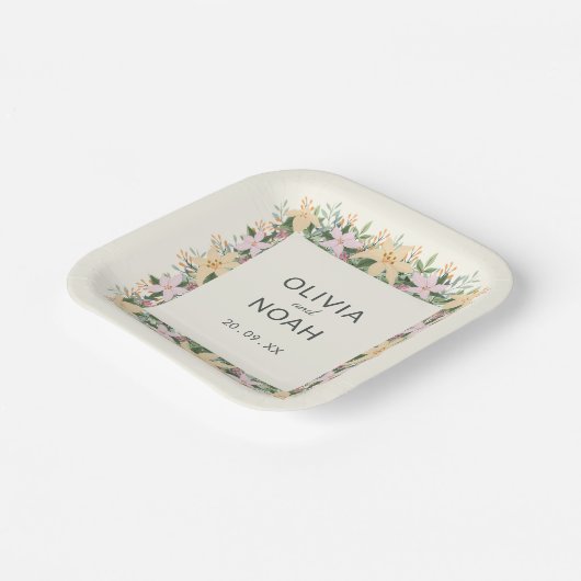 Romantic floral wedding - boho party pappteller (Gewinkelt)