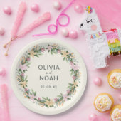 Romantic floral wedding - boho party pappteller (Party)