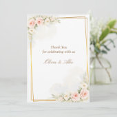 Romantic Floral Wedding Details Card Dusty Blush  Dankeskarte (Stehend Vorderseite)